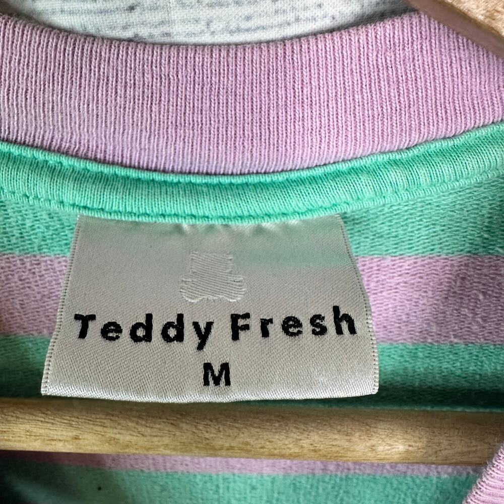 Teddy Fresh Womens size Medium Fat Striped Cropped Crewneck T Shirt - Picture 7 of 7